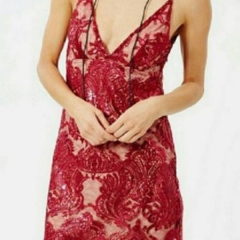 Free People Red Sequin Dress Size 4